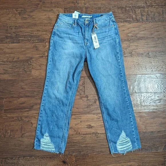AMERICAN Rag High Rise Wide Leg Distressed Jeans 9 - Picture 2 of 6